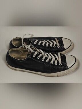 Converse All Star OX Leather Black/White Sneakers Mens Size 12 Womens 14 Low Top